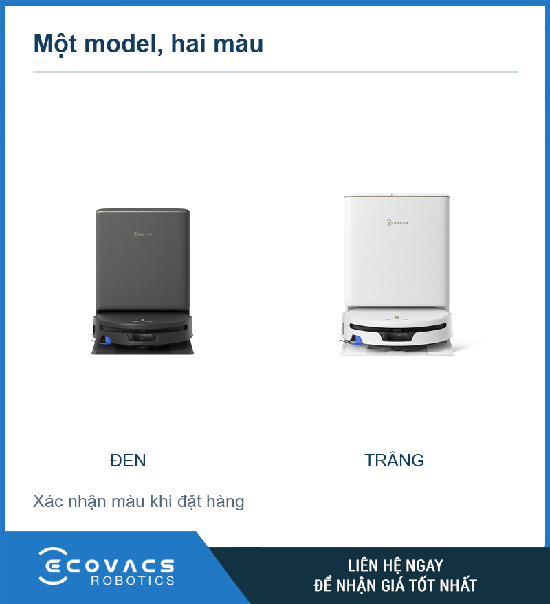 Bộ DEEBOT T90S Pro Omni màu đen và màu trắng đặt cạnh nhau