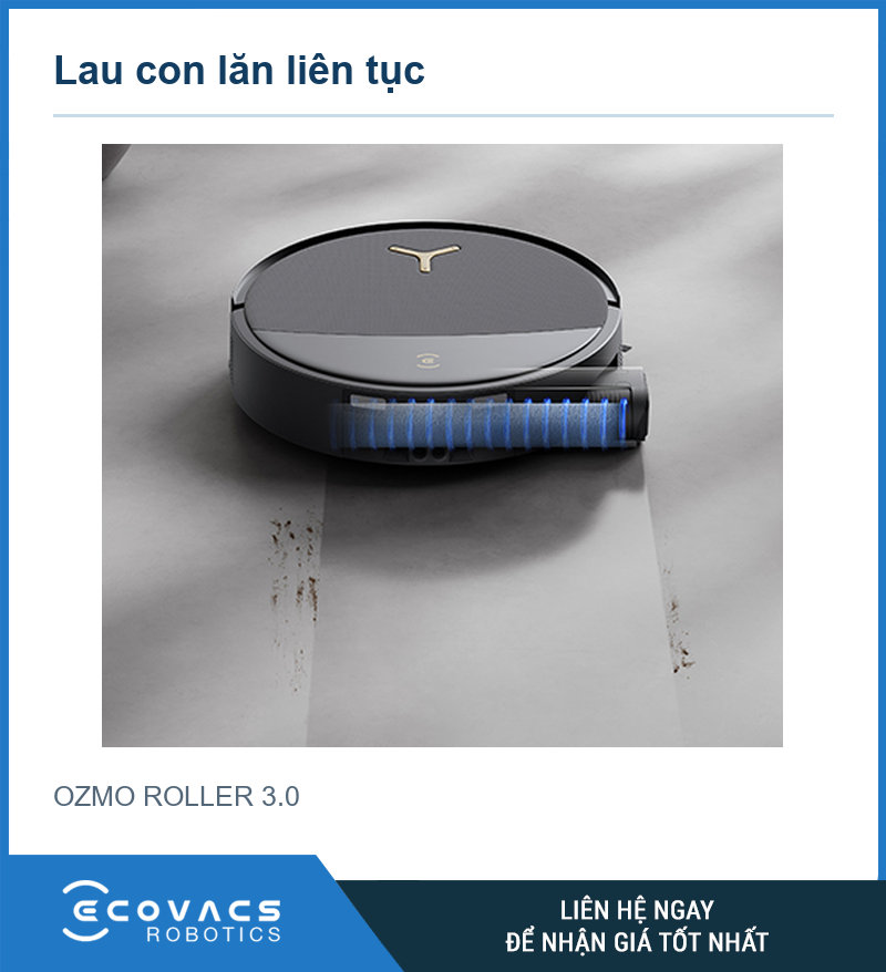 Robot T90S Pro Omni màu đen đang lau sàn bằng con lăn phía trước