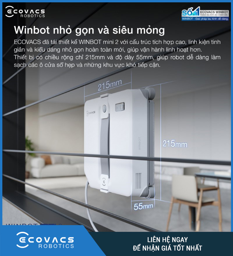 Ecovacs Winbot Mini 2 - Robot Lau Kính Thông Minh
