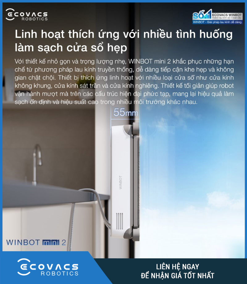 Ecovacs Winbot Mini 2 - Robot Lau Kính Thông Minh