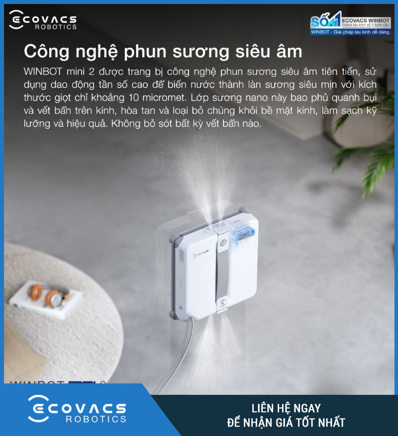 Ecovacs Winbot Mini 2 - Robot Lau Kính Thông Minh