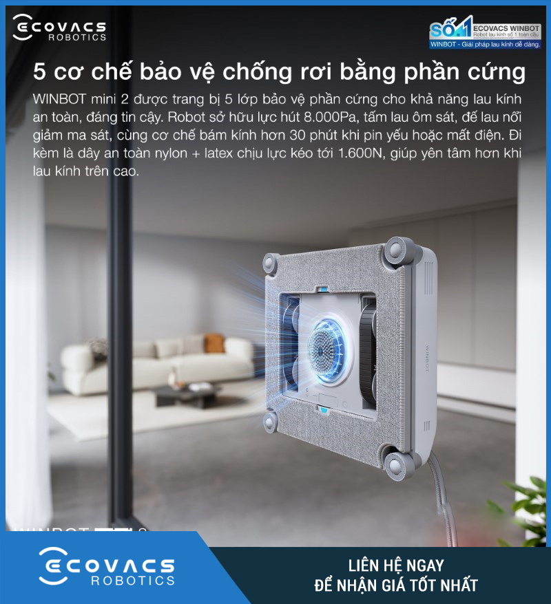 Ecovacs Winbot Mini 2 - Robot Lau Kính Thông Minh