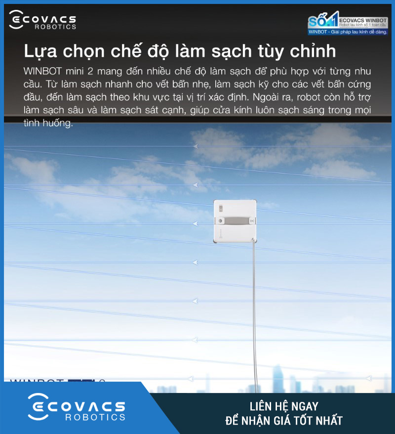 Ecovacs Winbot Mini 2 - Robot Lau Kính Thông Minh