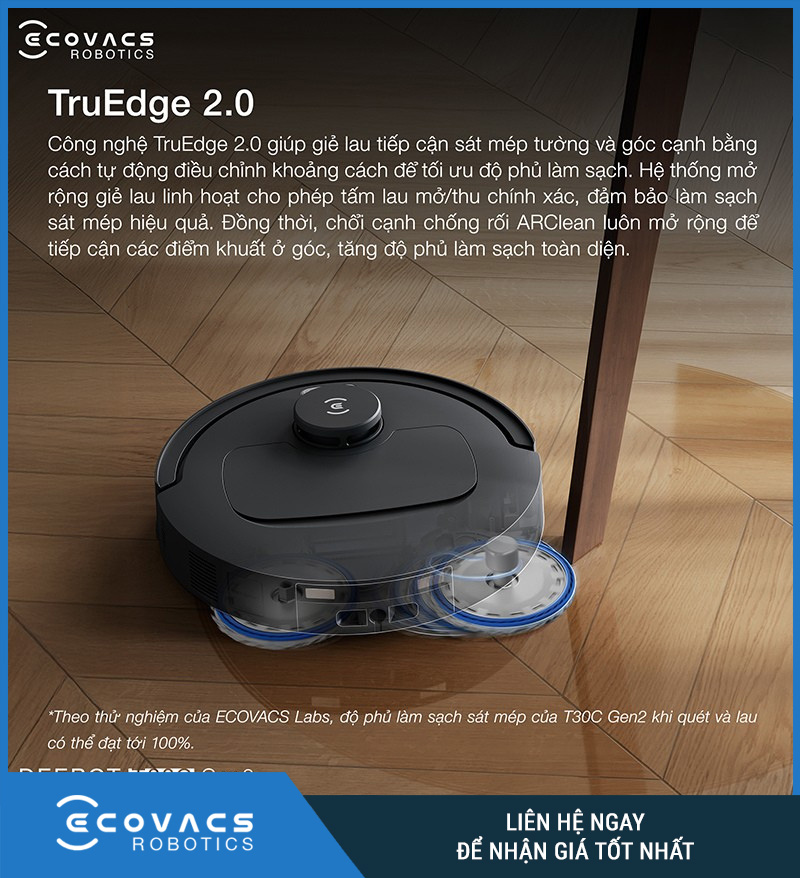 Ecovacs Deebot T30C Gen 2 Trắng/Đen - Robot hút bụi lau nhà
