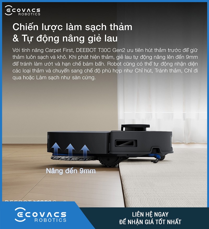 Ecovacs Deebot T30C Gen 2 Trắng/Đen - Robot hút bụi lau nhà