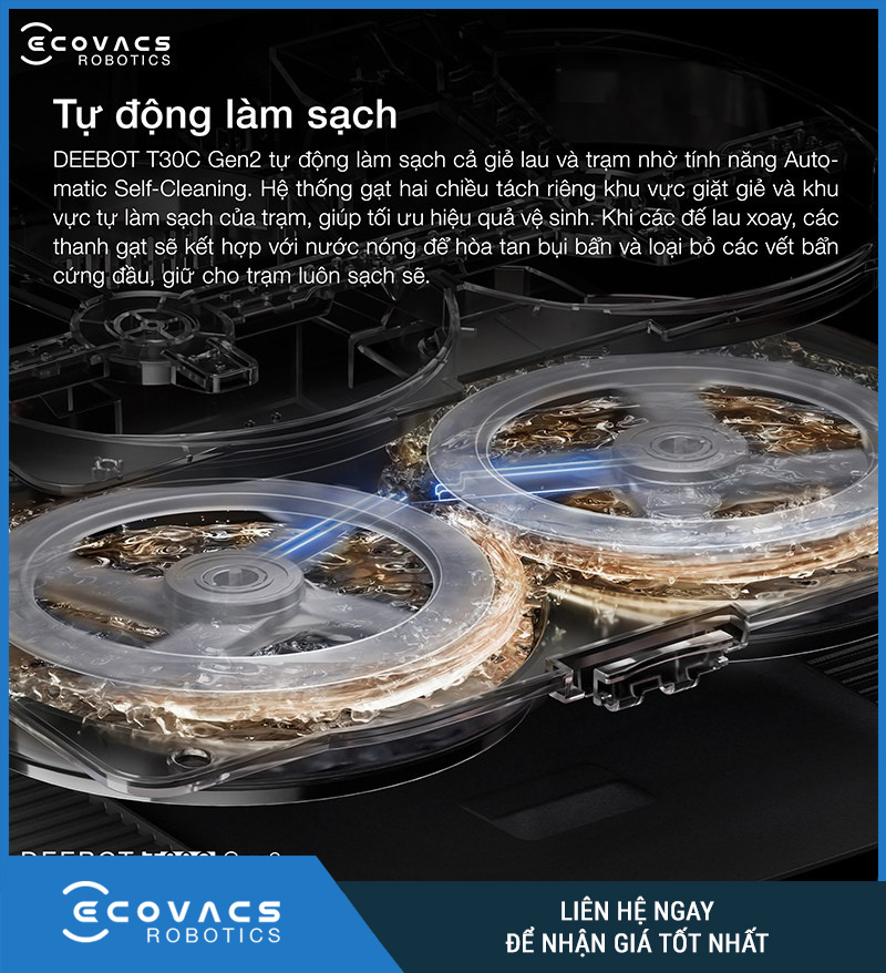 Ecovacs Deebot T30C Gen 2 Trắng/Đen - Robot hút bụi lau nhà