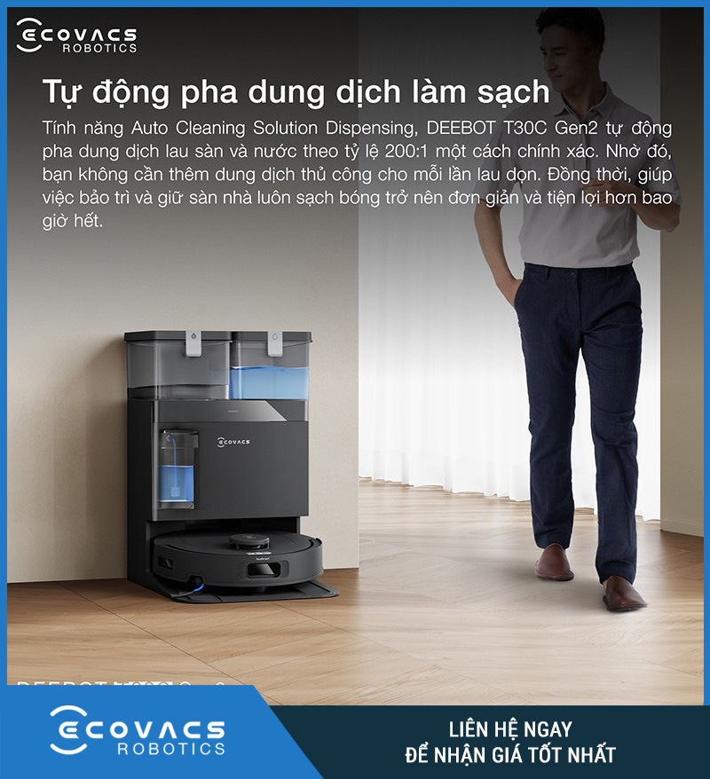 Ecovacs Deebot T30C Gen 2 Trắng/Đen - Robot hút bụi lau nhà