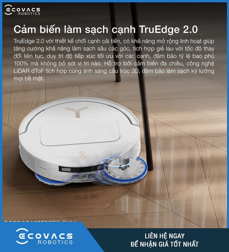 Ecovacs T50S Pro Omni Trắng/Đen - Robot hút bụi lau nhà