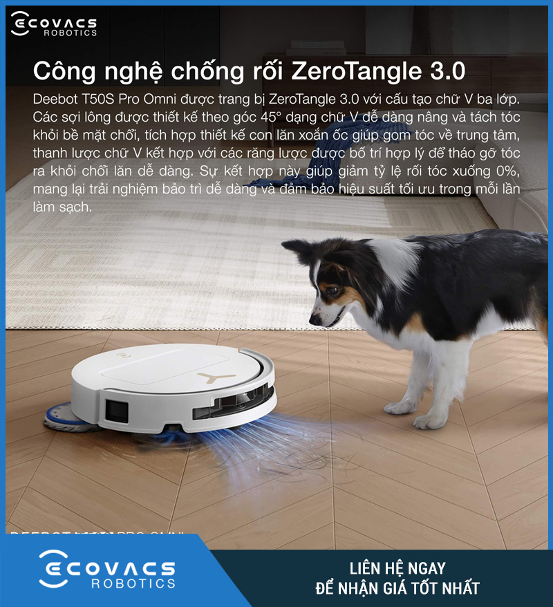 Ecovacs T50S Pro Omni Trắng/Đen - Robot hút bụi lau nhà
