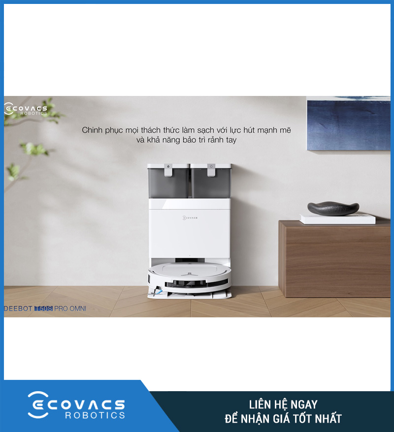 Ecovacs T50S Pro Omni Trắng/Đen - Robot hút bụi lau nhà