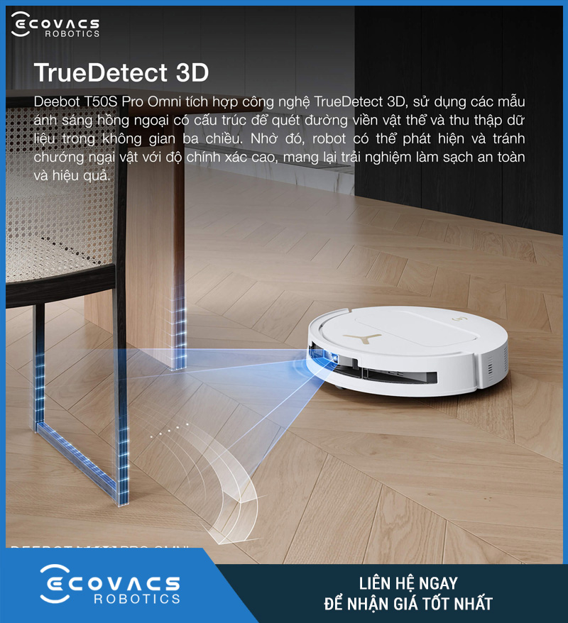 Ecovacs T50S Pro Omni Trắng/Đen - Robot hút bụi lau nhà