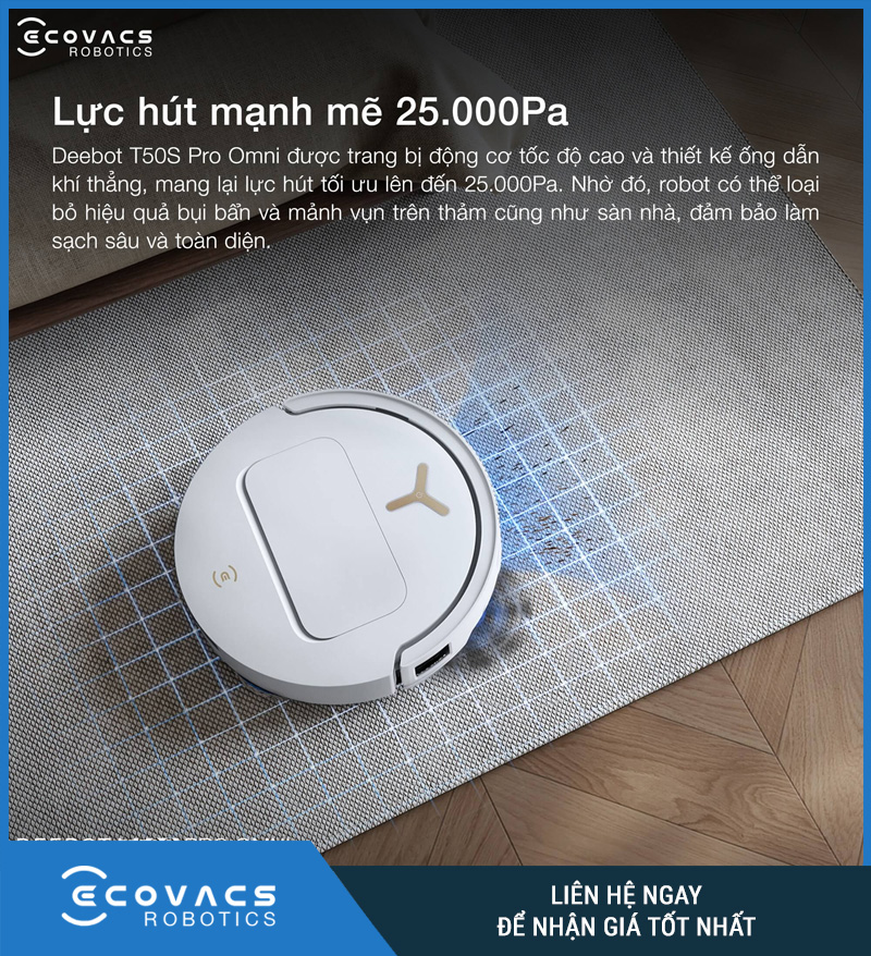 Ecovacs T50S Pro Omni Trắng/Đen - Robot hút bụi lau nhà