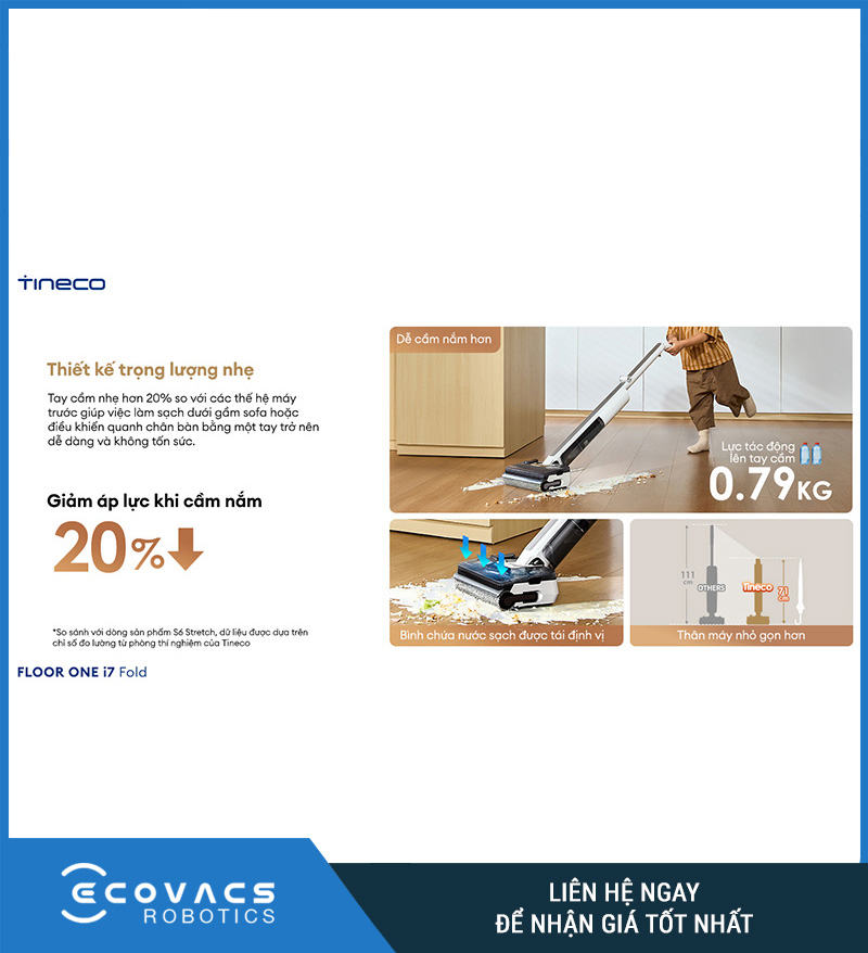 Tineco Floor One i7 Fold - Máy hút bụi lau sàn khô ướt