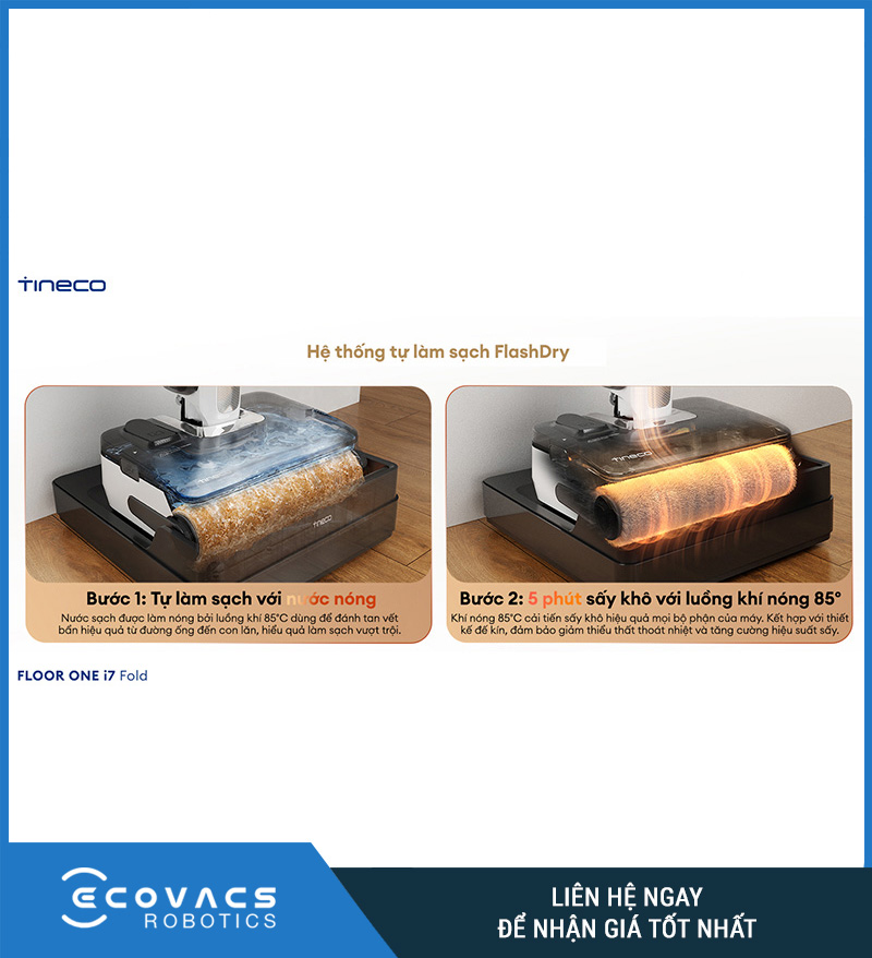 Tineco Floor One i7 Fold - Máy hút bụi lau sàn khô ướt