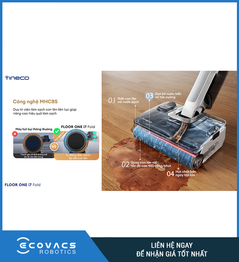 Tineco Floor One i7 Fold - Máy hút bụi lau sàn khô ướt